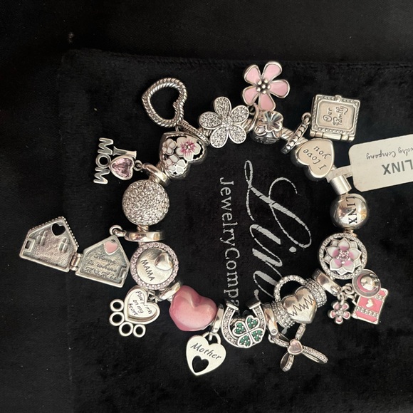 Linx Snake Chain Bracelet with Mom Themed Charms 925 sterling silver - Picture 5 of 13